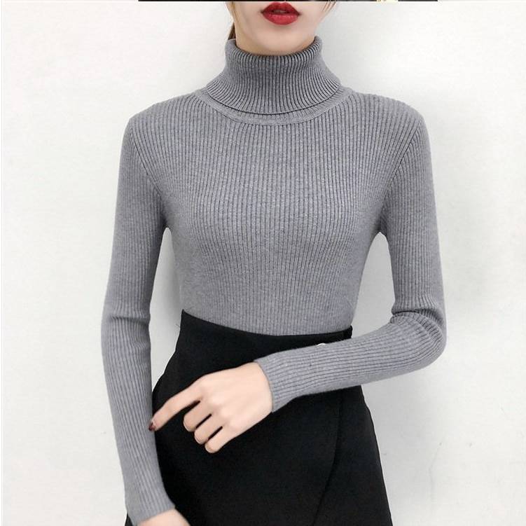 Girls Knitted Casual Turtleneck Top Pullover Sweater - Chimenex.com